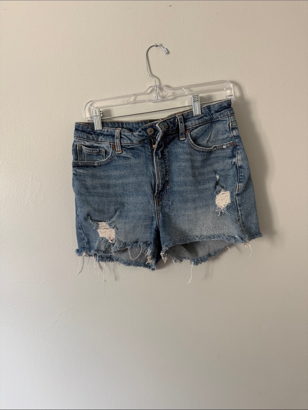 Old Navy High Rise Blue Ripped Denim Shorts
